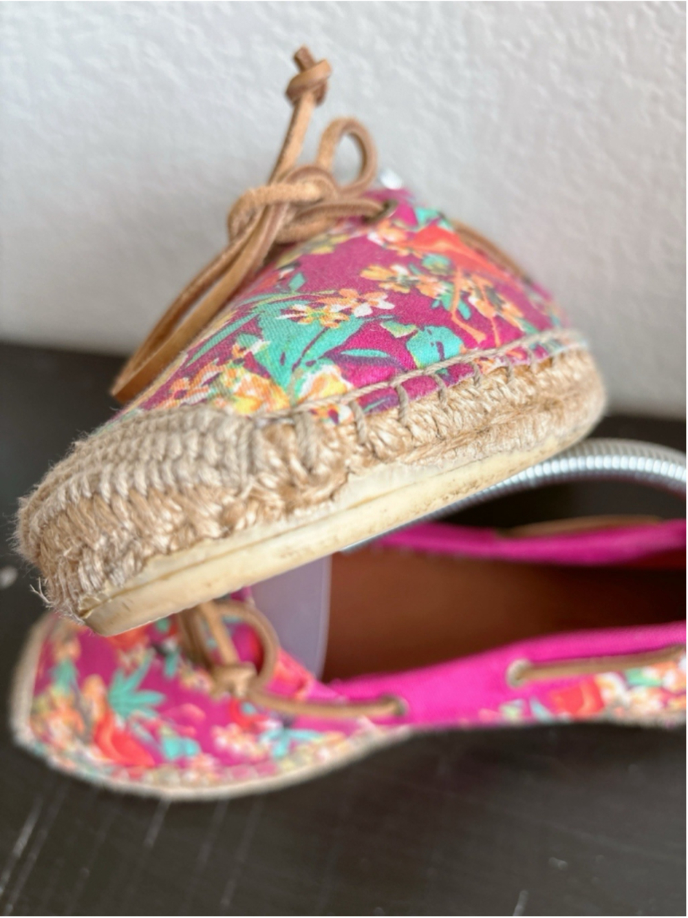 Sperry Top-Sider Womens Size 9.5 Pink Floral Flamingo Tropical Espadrille Flats - Picture 9 of 13